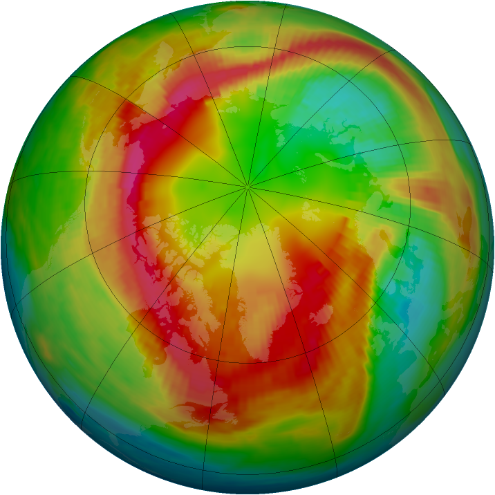 Arctic ozone map for 20 February 1990